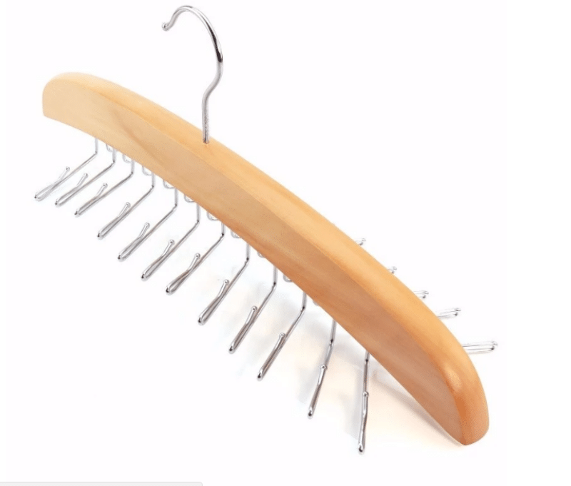 Multifunctional 24 metal bars bow wooden tie hanger