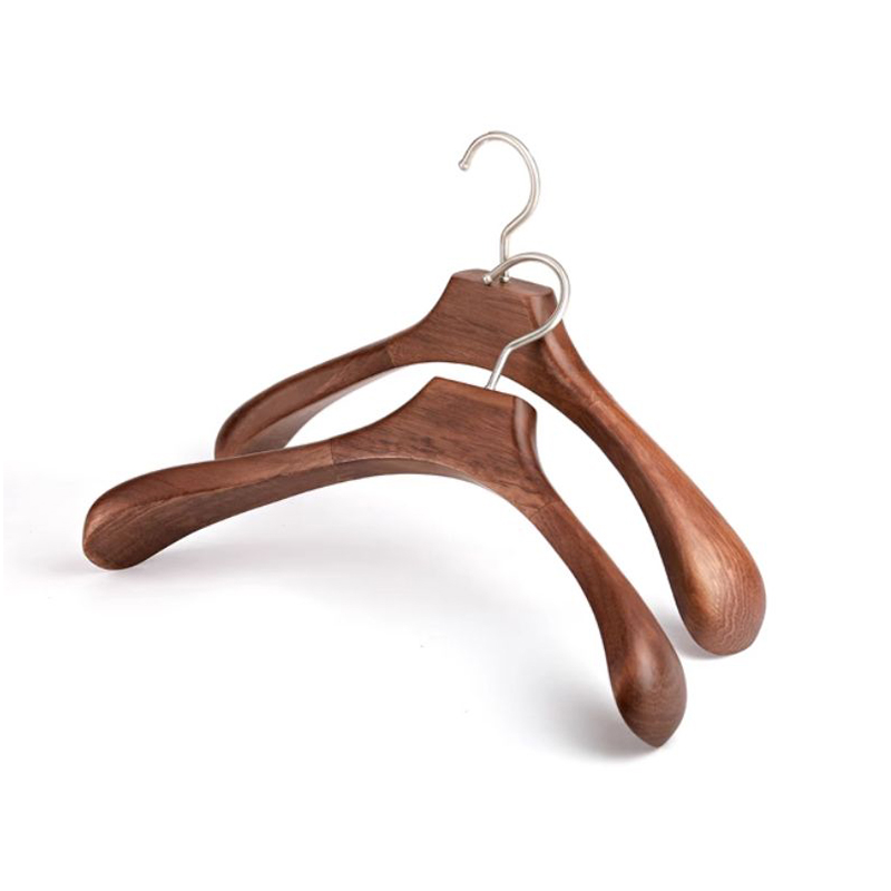 Custom Dark Walnut Stylish Luxury Wooden Coat Suit Jacket Clothes Hanger for Display